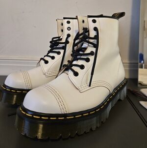 White Doc Marten's Made In England 1460 Lace Up Boots